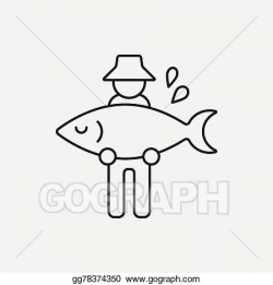 Vector Art - Fisherman line icon. Clipart Drawing gg78374350 ...