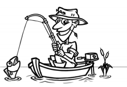 Cartoon fisherman in boat | Card Background | Cartoon fish ...
