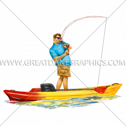 Kayak Stand Up Fishing | Production Ready Artwork for T-Shirt Printing