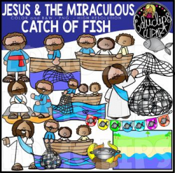 Jesus And The Miraculous Catch Of Fish {Educlips Clipart}