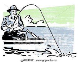 Stock Illustration - A vintage image of a man fishing ...