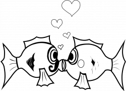 Kissing Fish Black And White Clipart