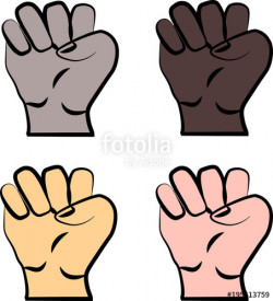 Raised fists from different nationalities races and color ...