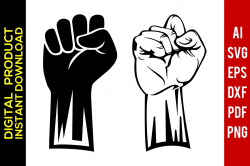Raised Fist | Black Power Fist svg | Hand svg | Silhouette | Vector |  Clipart | Svg Files | Png | Eps | Dxf | Pdf Files | Cricut | Cut File