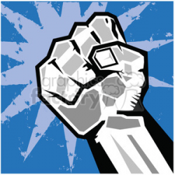 fist rebellion uprising insurrection illustration art blue clipart.  Royalty-free clipart # 386457
