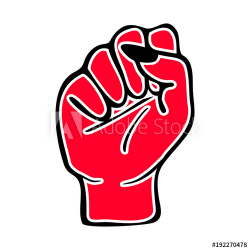 Red female raised fist, or the clenched fist, is a symbol of ...