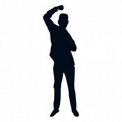 Happy boy raising fist silhouette - Transparent PNG & SVG vector