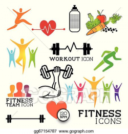 Vector Stock - Health & fitness icons. Clipart Illustration ...