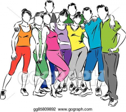 Clip Art Vector - Fitness group people illustration. Stock ...