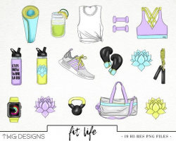 Fitness Fashion Girl Clip Art Watercolor Clipart PNG Workout ...