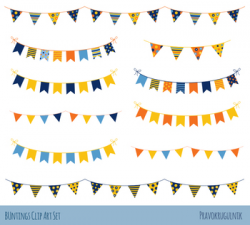 Birthday bunting clipart, Party banner flag clip art, garland pennant  streamer