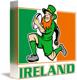 Irish leprechaun rugby player Ireland flag by Aloysius Patrimonio