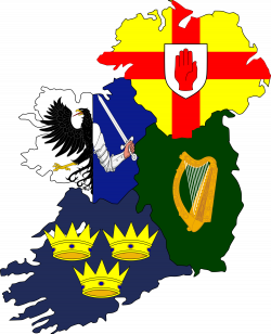 Flag of Ireland with the flags of it's four Provinces : vexillology