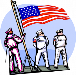 Naval Sailors Raise American Flag - Vector Image