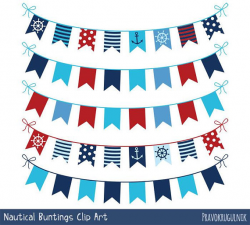 Nautical bunting clipart red blue, Nautical banner clip art ...
