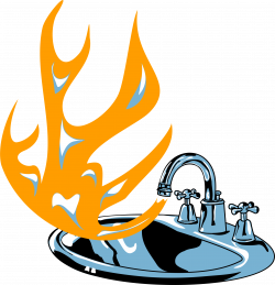 Clipart - flaming sink