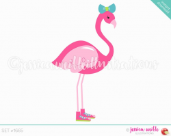 Sneakers Flamingo Cute Digital Clipart, Cute Flamingo Clip art, Tropical  Summer Graphics, Bow, Flamingo in Sneakers Illustration, #1665