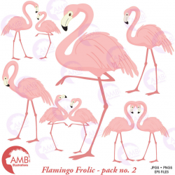 Pink Flamingo Clipart, Flamingo Family Clipart, Baby Flamingo Clipart,  Flamingo Birds, Love Clipart, AMB-1038