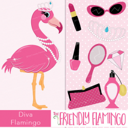 Diva flamingo clip art, pink girl flamingo clipart, fashion ...