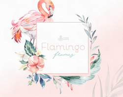 Flamingo Frames. Watercolor summer floral clipart, pink, pre-made  templates, flowers, tropical, party, tropic leaf, sunny, hibiscus, trendy