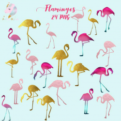 Flamingo clipart, flamingos clip art, gold foil flamingo, rose gold  flamingo, galaxy flamingo, tropical clipart, summer clipart, pink flamin