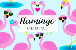 Flamingo Clipart Set By Doodle Art | TheHungryJPEG.com