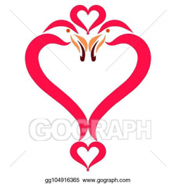 Drawing - Heart, birds in love, flamingos. Clipart Drawing ...