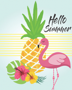 Hello Summer Sign - Flamingo - Pineapple - Luau - Flowers ...