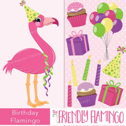 Birthday pink flamingo clip art, party girl flamingo clipart ...