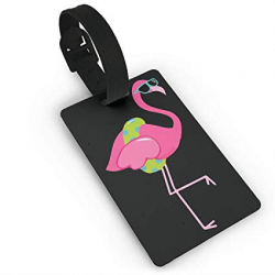 Amazon.com : J1S0H0RTBAG Flamingo Clipart Border Luggage Tag ...