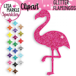 Flamingo Clipart with Glitter
