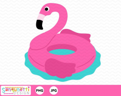 Flamingo clipart, flamingo pool float clip art, summer digital art instant  download