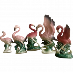 Vintage Bone China Miniatures Flamingo Bird Family Group Made in ...