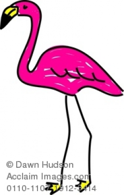 Clipart Image of A Whimsical Drawing Of A Pink Flamingo