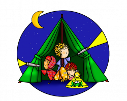 Camping Drawing Illustration - A family of flashlight lighting at ...