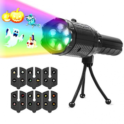 UpperX LED Projector Lights, Battery Operated 2 in 1 Holiday Light  &Handheld Flashlight for Home/Outdoor  Party,Birthday,Christmas,Halloween,Easter, ...