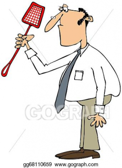 Stock Illustration - Man swatting a fly on his nose. Clipart ...