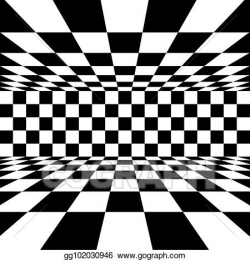Drawing - Empty interior with checkered marble floor ...