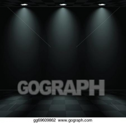 EPS Illustration - Black empty room with checkered floor ...