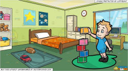 clipart #cartoon A Male Toddler Building Blocks and An ...