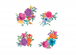 Colorful Watercolor Floral Clipart Hand | Design Bundles