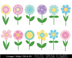 Flower Clipart Clip Art, Spring Flower Clipart Clip Art, Flowers Clipart,  Retro flowers, Floral - Commercial & Personal - BUY 2 GET 1 FREE!