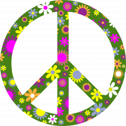 Clipart - Retro Floral Peace Sign