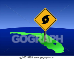 Stock Illustration - Florida map with hurricane sign ...