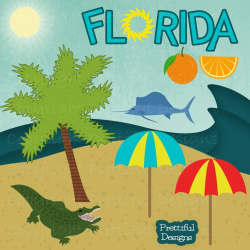 Florida Clip Art Alligator Palm by PrettifulDesigns | Clip ...