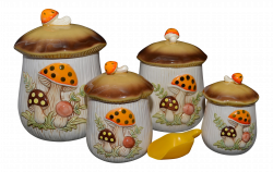 Merry Mushrooms Canisters - Set of 4 | Chairish