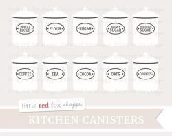 Canister Clipart, Kitchen Clip Art Container Flour Sugar Baking Cooking  Cookies Coffee Tea Cute Digital Graphic Design Small Commercial Use
