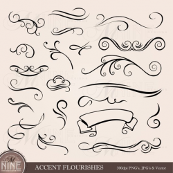Accent FLOURISHES Clip Art: Design Elements, INSTANT ...