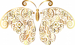 Clipart - Prismatic Floral Flourish Butterfly Silhouette 4 No Background