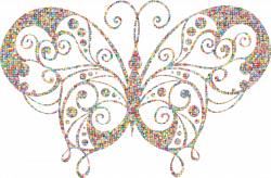 Clipart - Polygonal Candy Flourish Butterfly Silhouette